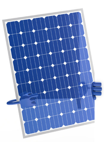 solar panel figure behind a white wall